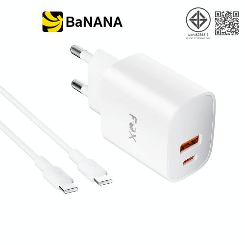 อะแดปเตอร์ FOX Wall USB Charger 1xUSB-A (QC3.0A)/1xUSB-C (PD20W) + USB-C to USB-C 1 เมตร AP28 White by Banana IT