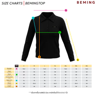 Bemingtop1221(S-4XL)-Rono Polo - เสื้อโปโลแขนยาวดีไซน์มินิมอลดีเทลโลโก้ BEMING