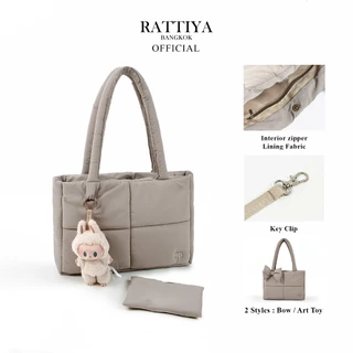 [RATTIYA BANGKOK] Bow Charm Crinkle Nylon / 4 colors กระเป๋านุ่มนิ่ม น้ำหนักเบา กระเป๋าผ้ากันน้ำ ทรงสวย สะพายไหล่