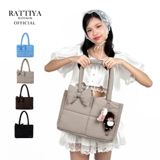 [RATTIYA BANGKOK] Bow Charm Crinkle Nylon / 4 colors กระเป๋านุ่มนิ่ม น้ำหนักเบา กระเป๋าผ้ากันน้ำ ทรงสวย สะพายไหล่
