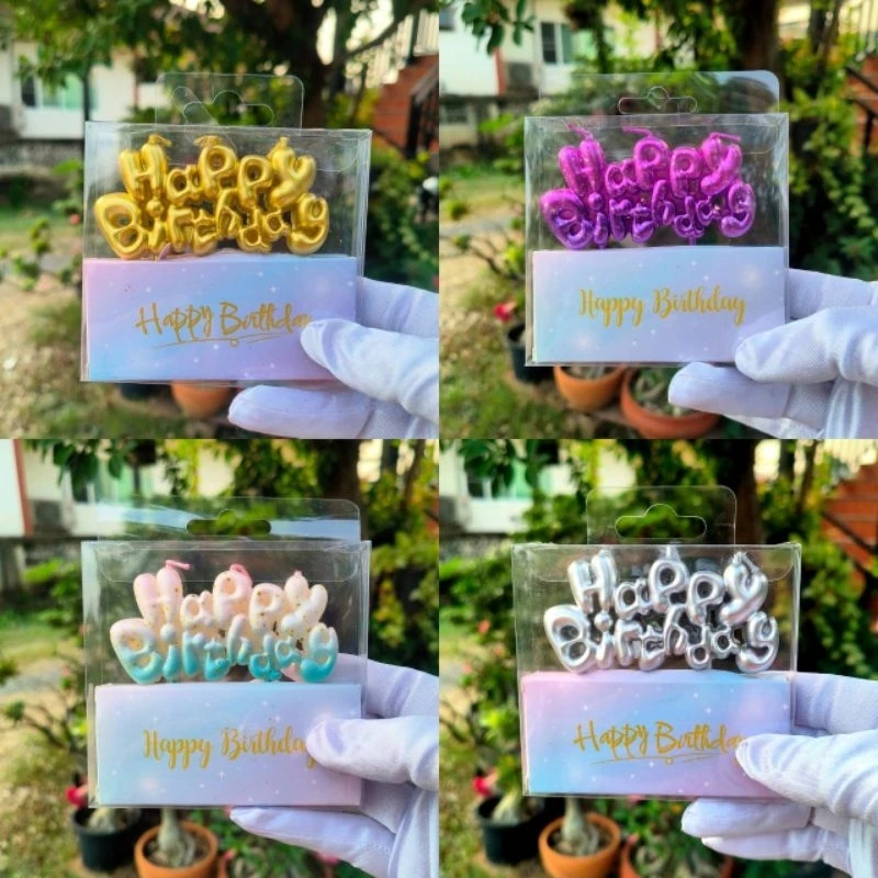 JoyTray เทียนวันเกิด Happy Birthday เทียนLOVE สีพิเศษ(พร้อมส่ง)