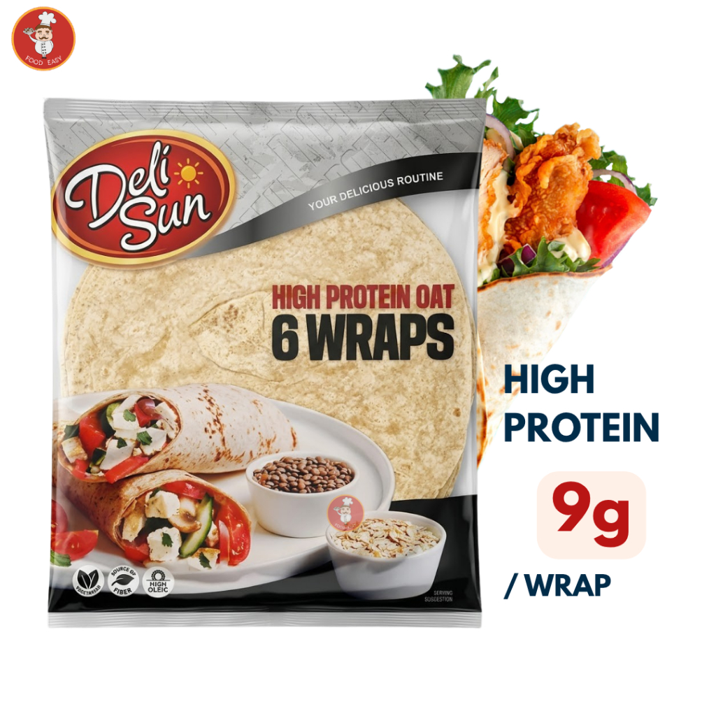แป้งแรป โปรตีนสูง Deli Sun High Protein Wrap 360g - 6 แผ่น