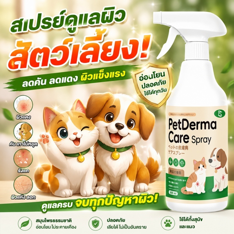 500ml สเปรย์รักษาขี้เรื้อน ยาขี้เรื้อนหมา ลดอาการคันและเชื้อรา ใช้ได้กับสุนัขและแมว