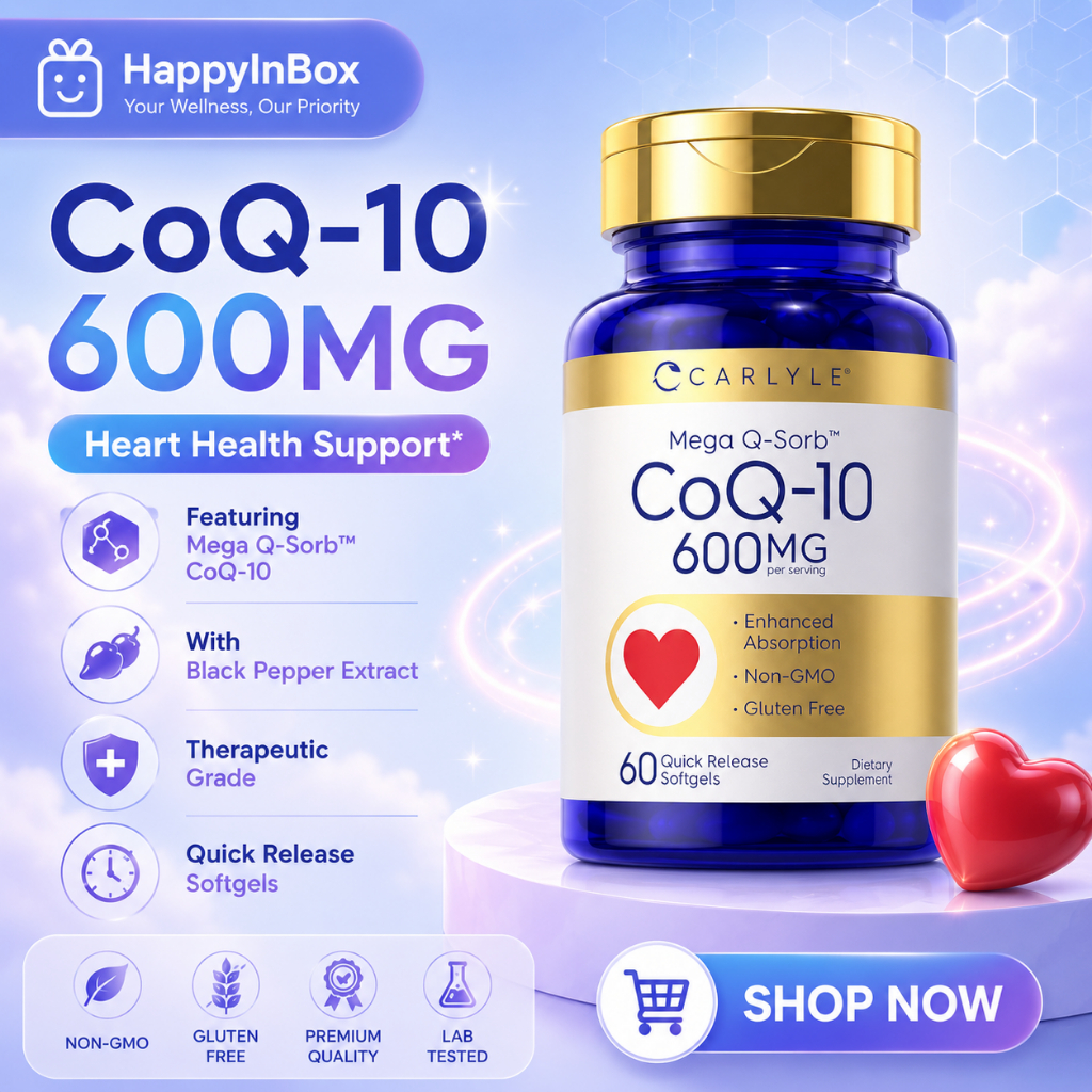 Carlyle CoQ10 600mg Mega Q-Sorb with Black Pepper | Quick Release Softgels