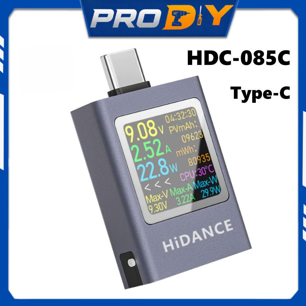 HDC-085C DC 4.5~50V 12A มัลติฟังก์ชั่น Type-C เครื่องทดสอบแรงดันไฟฟ้าของเครื่องชาร์จ แรงดันไฟฟ้า ปัจจุบัน มิเตอร์วัดกำลั