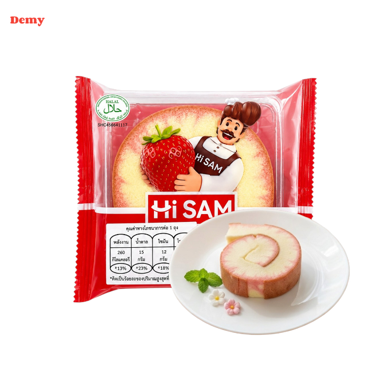 เค้กครีมโรล สตรอว์เบอร์รี่ & ช็อกโกแลต คู่หูความอร่อย  (ขนาด 70 กรัม/ห่อ)