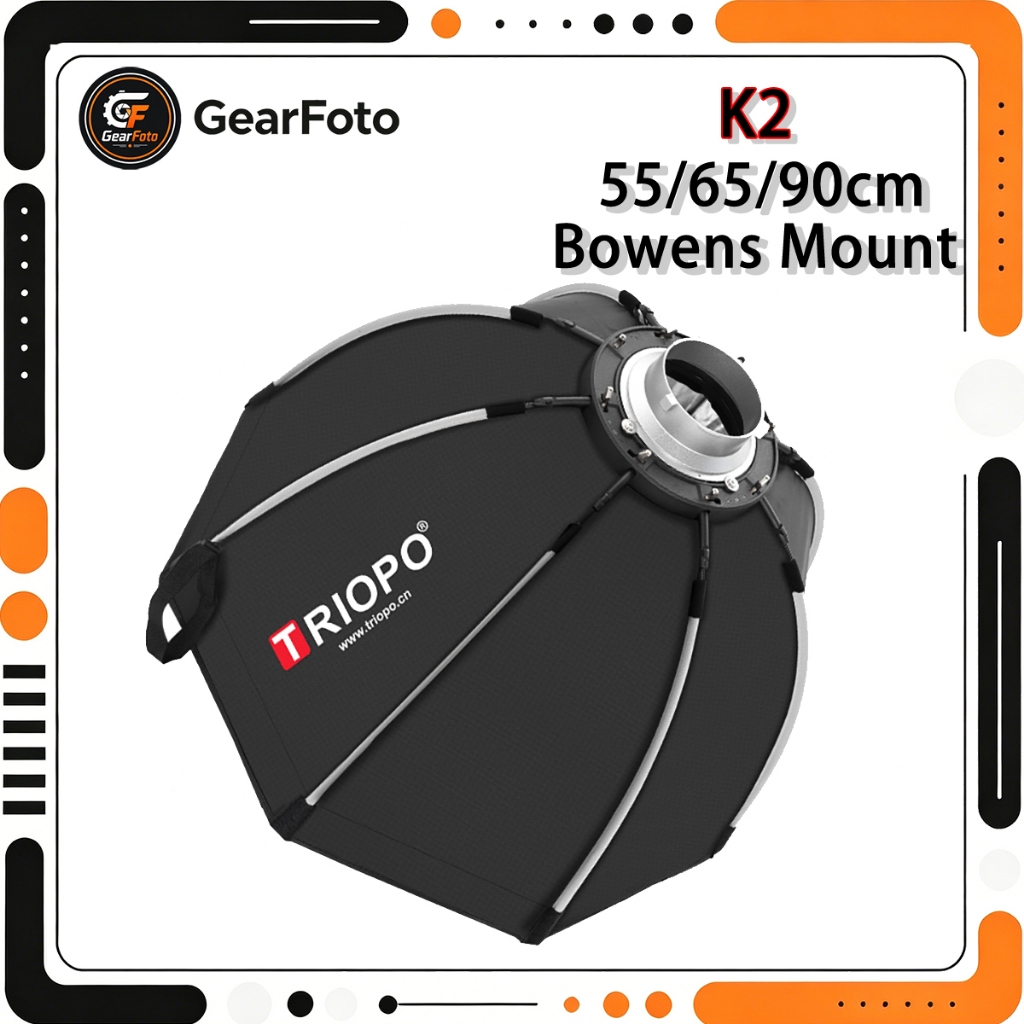 Triopo K2 55ซม. 65ซม. 90ซม. 120ซม. Bowens Mount กล่องนุ่มร่มทรงแปดเหลี่ยมพกพา
