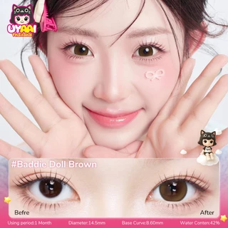 【FDA】UYAAI [0.00~5.00] คอนแทคเลนส์ที่มีสี สีน้ำตาล สีเทา Baddie Doll 14.5mm L SIZE--30 วัน