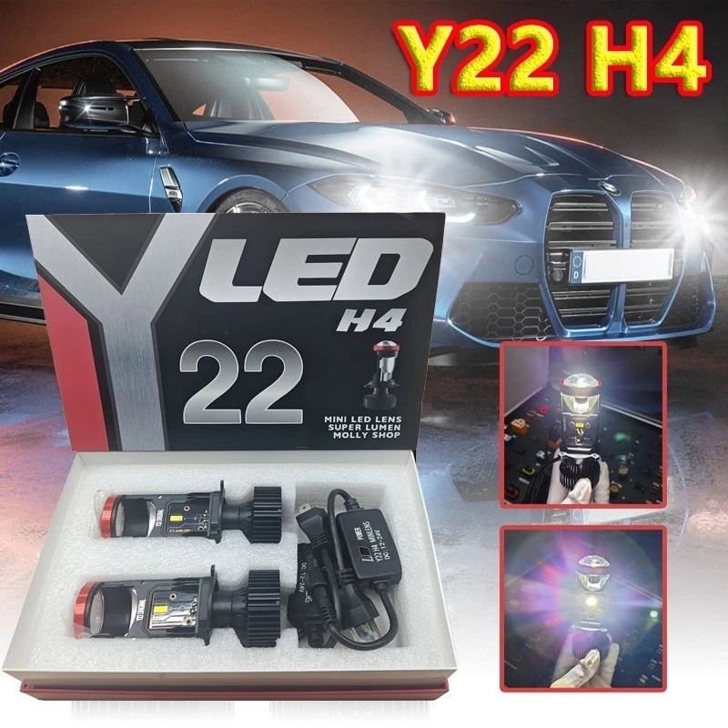 1คู่ ขั้ว H4 ไฟหน้า ไฟหน้ารถยนต์ Y22 LED ของแท้ปรับเอียงคัตออฟได้ กันน้ำกันฝุ่น 5500K 12v/24v🔥รถยนต์