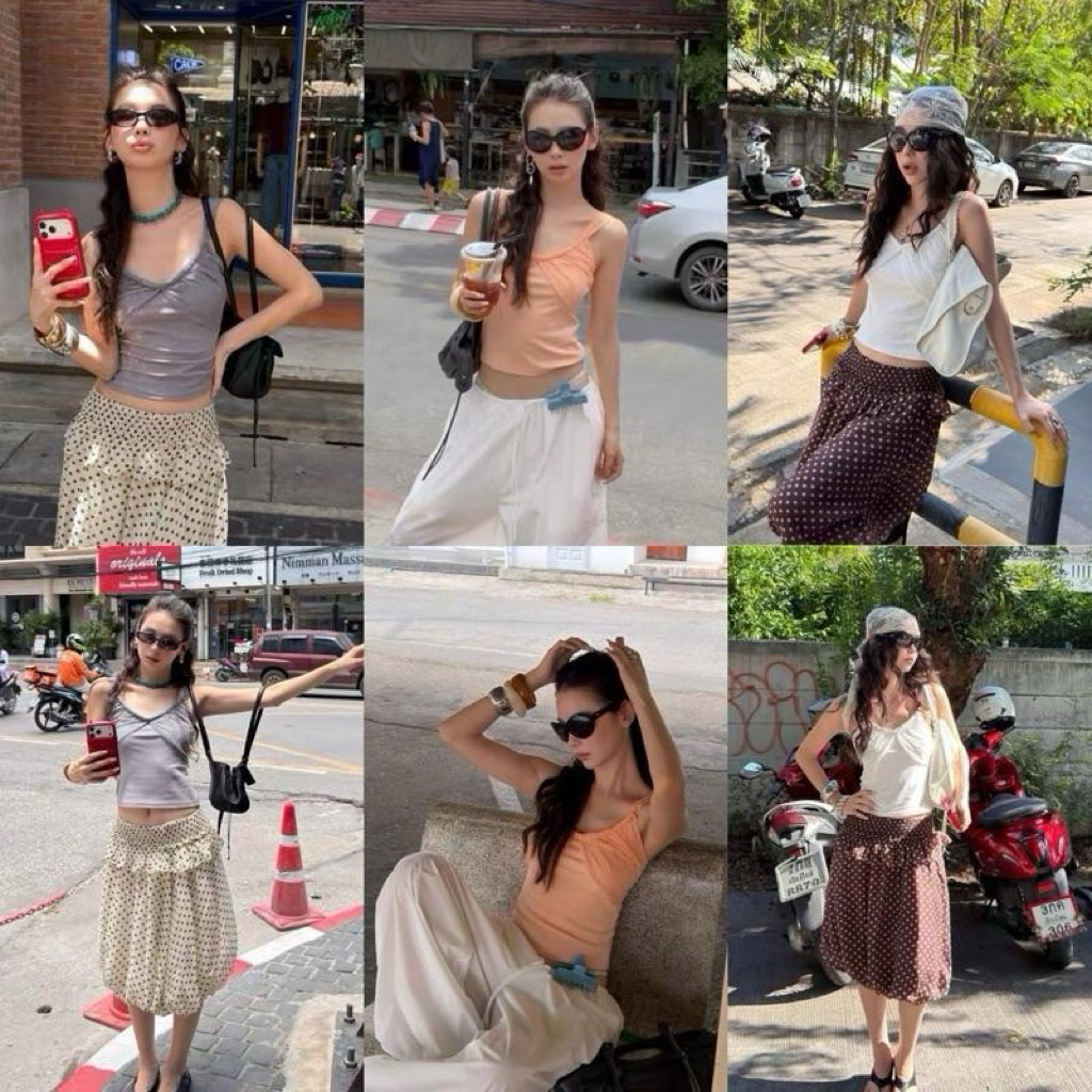 Glamorg1078-เสื้อกล้ามคอยู อกแต่งผ้าลูกไม้ 2 เลเยอร์*