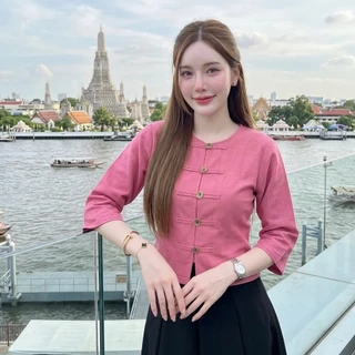 LANNA - เสื้อแขนยาวผ้าไทยกระดุมเหรียญ (รุ่นกาสะลอง) เสื้อผ้าไทยผู้หญิง ผ้าฝ้ายชินมัย ทรงสวยใส่สวยมากค่ะ
