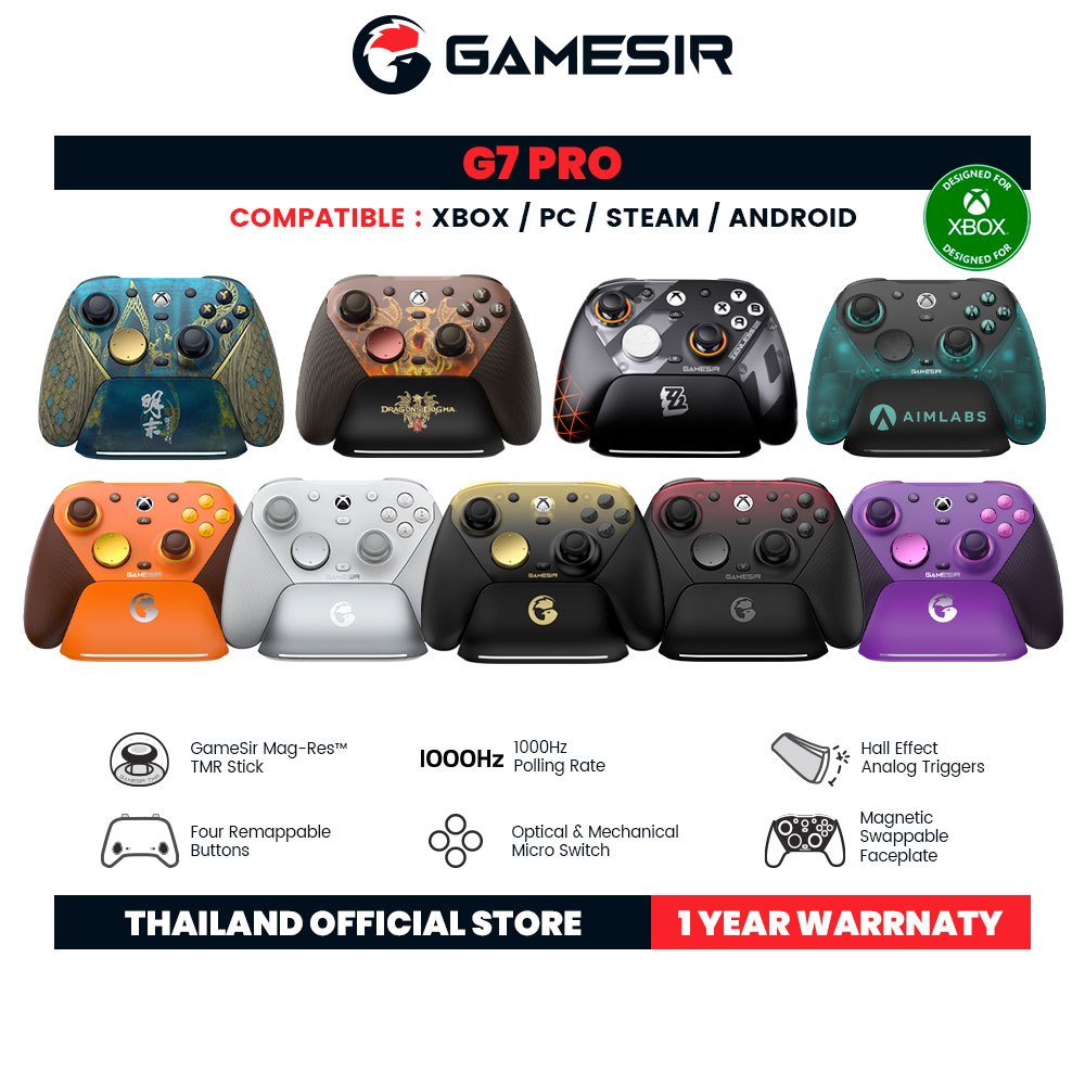 GameSir G7 Pro จอยเกมไร้สายรองรับเชื่อมต่อ 3 โหมด สำหรับ Xbox, PC และ Mobile จอยสติ๊ก TMR