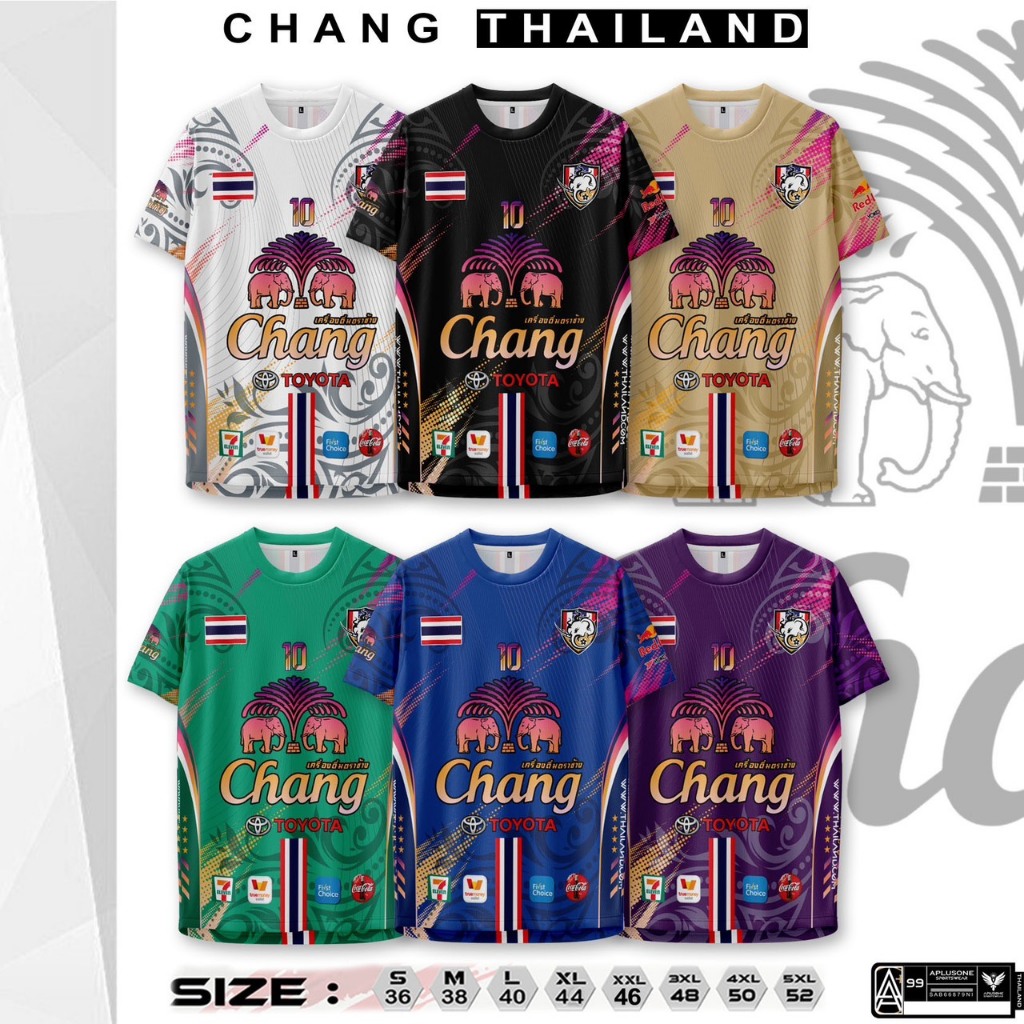 THAILAND-เสื้อกีฬาคอกลมลายช้างไทย 6 สีใส่ได้ทั้งชายและหญิงเนื้อนุ่มใส่สบาย