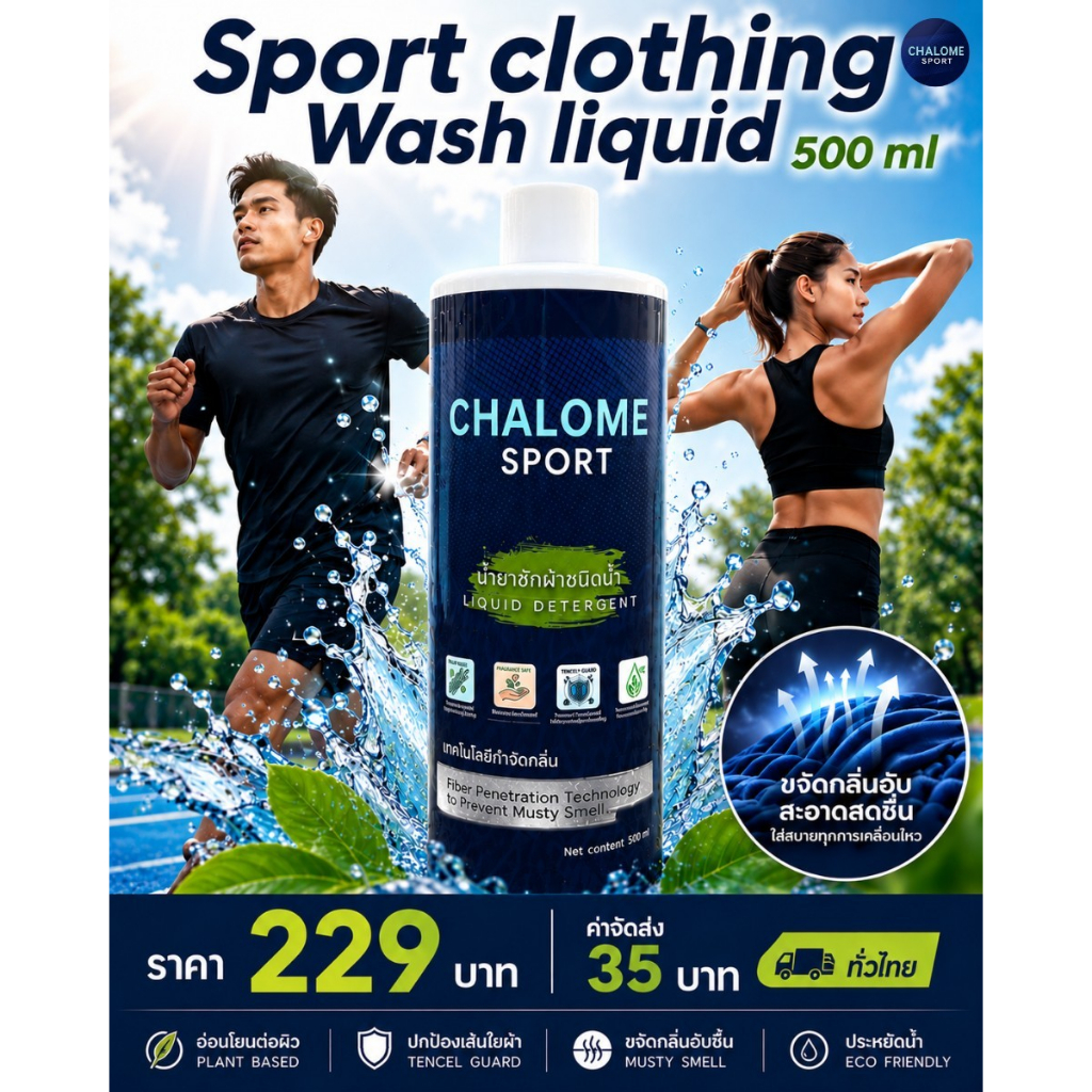 CHALOME SPORT Liquid Detergent (น้ำยาซักผ้าชนิดน้ำ)500 ml