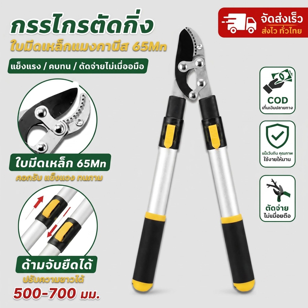 กรรไกรตัดแต่งกิ่งแบบพับได้, กรรไกรตัดแต่งกิ่งด้ามยาว, เครื่องมือตัดแต่งกิ่งไม้ผลและสนามหญ้า