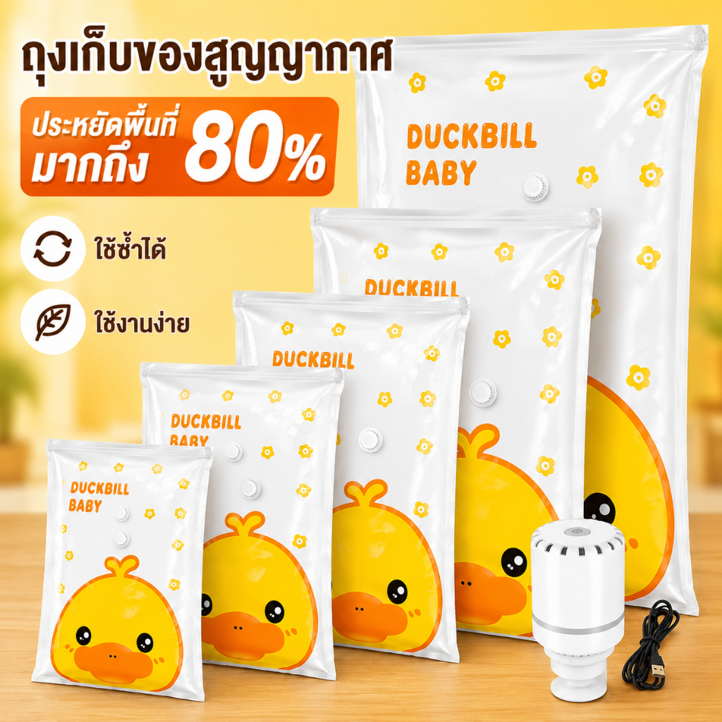 เครื่องสูบไฟฟ้าถุงสูญญากาศ + ถุงสุญญากาศ ทนความร้อน แบบพกพา ประหยัดพื้นที่ ใช้งานง่าย รุ่นใหม่ล่าสุด Electric Air Pump
