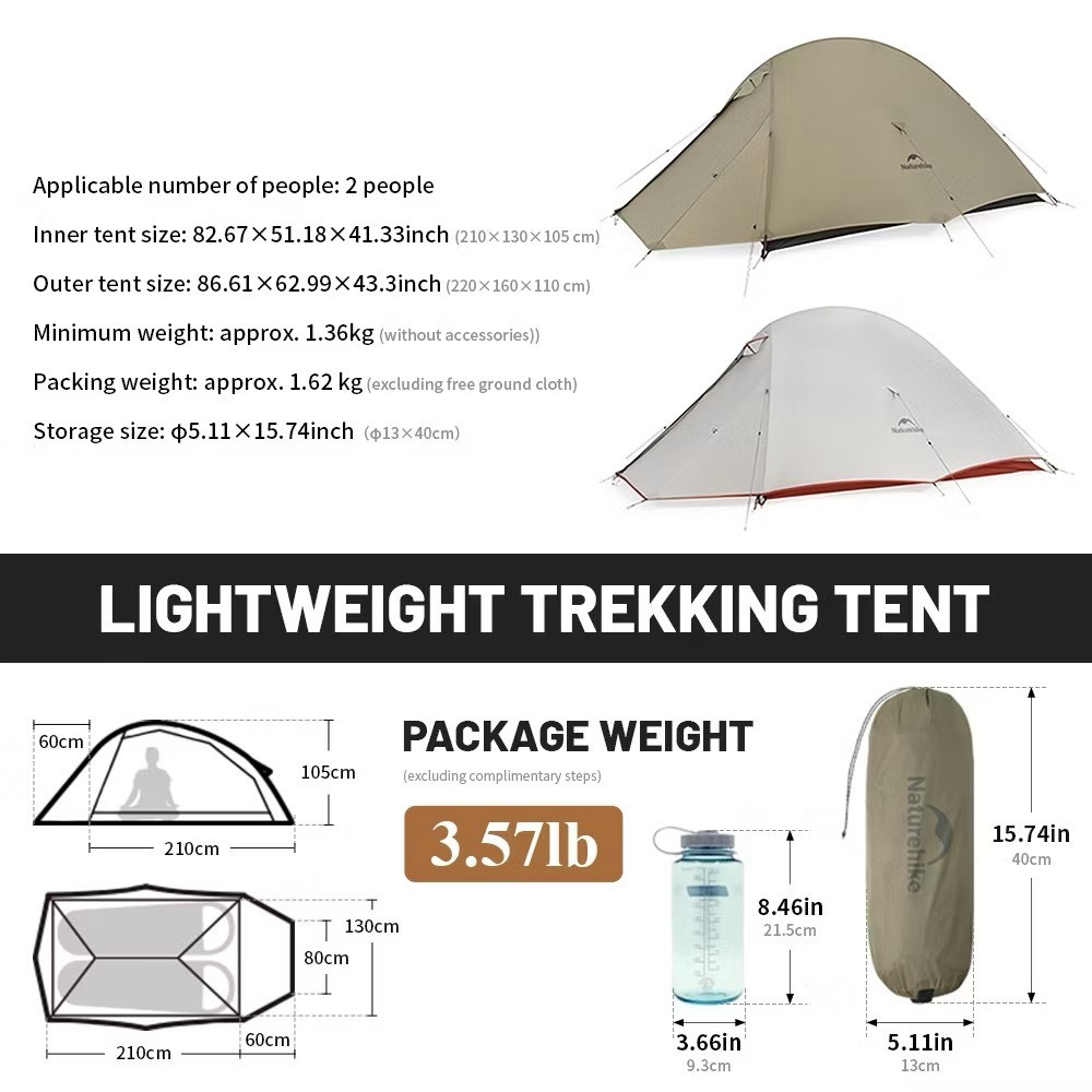 🔥พร้อมส่งทันทีใน24ชม🔥Naturehike Cloud Up Pro เต็นท์2 คน Ultralight 20D Outdoor Camping เต็นท์กันน้ำเดินป่า PU3000mm +