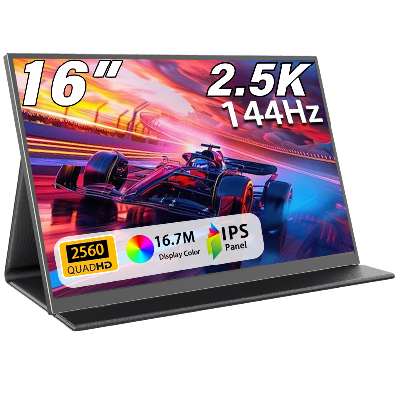 2.5K จอแสดงผลแบบพกพา 16.5inch 144HZ Portable Monitor จอภาพแล็ปท็อปแบบพกพาบางเฉียบพร้อมขาตั้ง