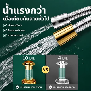 สายฝักบัวอาบน้ำ 304 สแตนเลสแท้ อายุใช้งานสูงสุด 30 ปี ยาว 1.5-2 เมตร กันระเบิด กันรั่ว ทนทาน รองรับแรงดันสูง