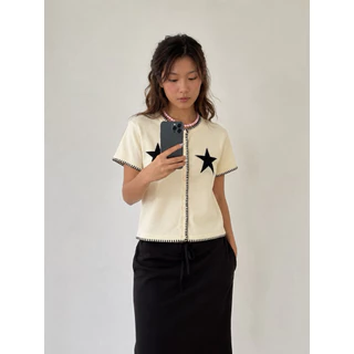 MALI two stars knitted top คอตตอน100% ไม่หนาใส่สบาย