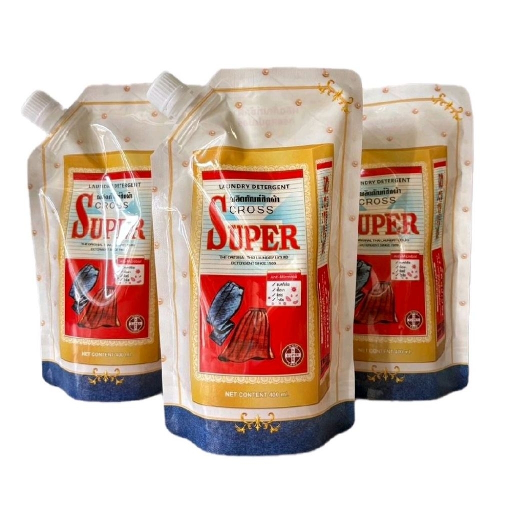 ใหม่ล่าสด!!!ุครอส ซุปเปอร์ น้ำยาซักแห้ง 400 ซีซี. CROSS SUPER DRY CLEANING LIQUID 400 CC.x3ถุง สำหรับทำความสะอาดเสื้อผ้า