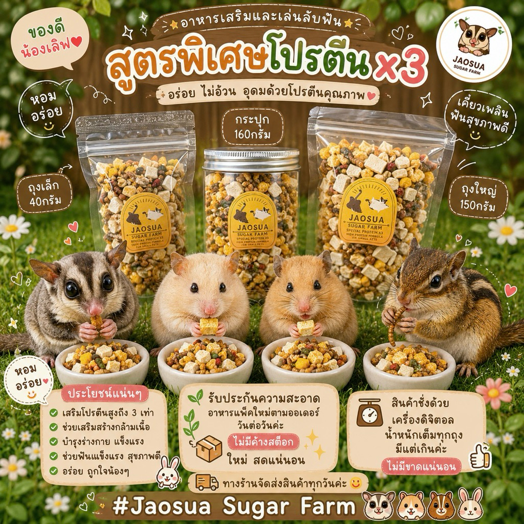 🐛✨อาหารชูการ์ไกรเดอร์ สูตรพิเศษ โปรตีน คูณ3 มาแล้วจ้าสูตรนี้จะเพิ่มอกไก่ ไข่ป๊อบ หนอนนกและปลาเส้นแบบพิเศษ
