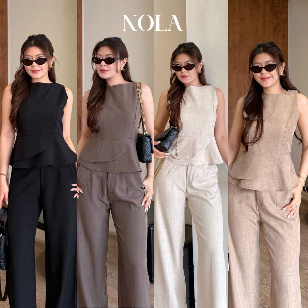 Nola Set 🌴🌺 ชุดเซ็ตแขนกุดแต่งชายระบาย พร้อมกางเกงขาทรงกระบอกยาว มี 5 สี | betty