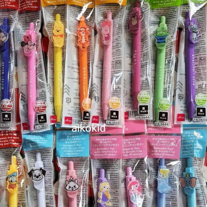 ปากกา ดิสนีย์ ของแท้จากญี่ปุ่น Disney Ball point pen มิกกี้ เจ้าหญิง ทอยสตอรี่ 101 มารี ดัมโบ้ โดนัลด์ บัซ พูห์ พิกเล็ต