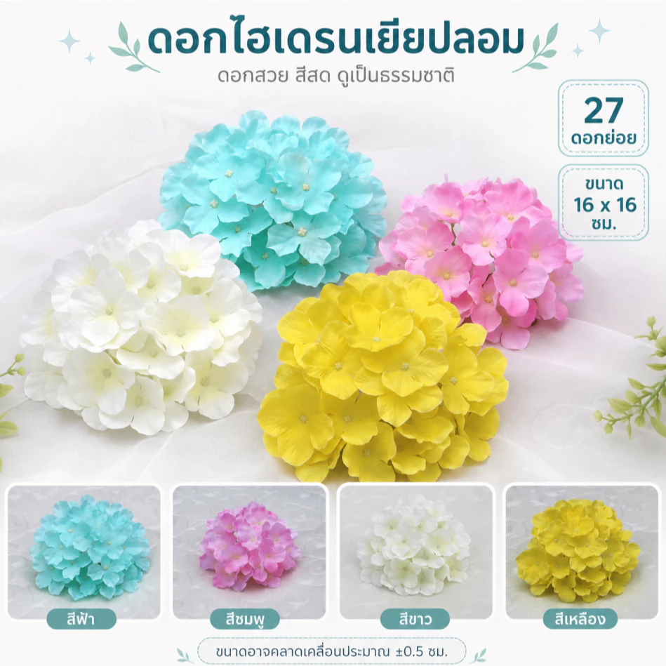 ดอกไฮเดรนเยียปลอม ช่อดอกไม้ประดิษฐ์ 27ดอก พุ่มดอกไม้ตกแต่งบ้าน งานแต่ง DIY คาเฟ่ งานปาร์ตี้ พร้อมส่ง