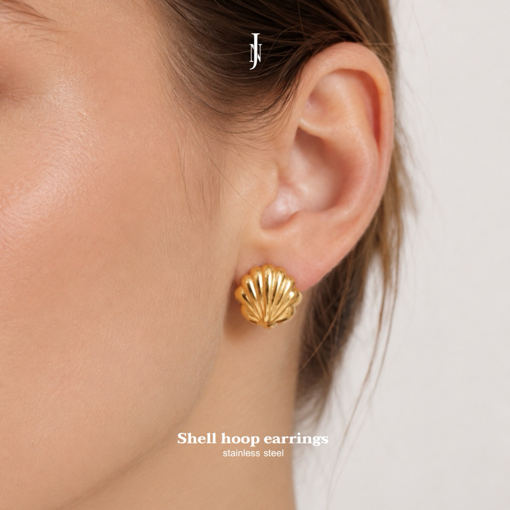 Shell hoop earrings - stainless steel earrings