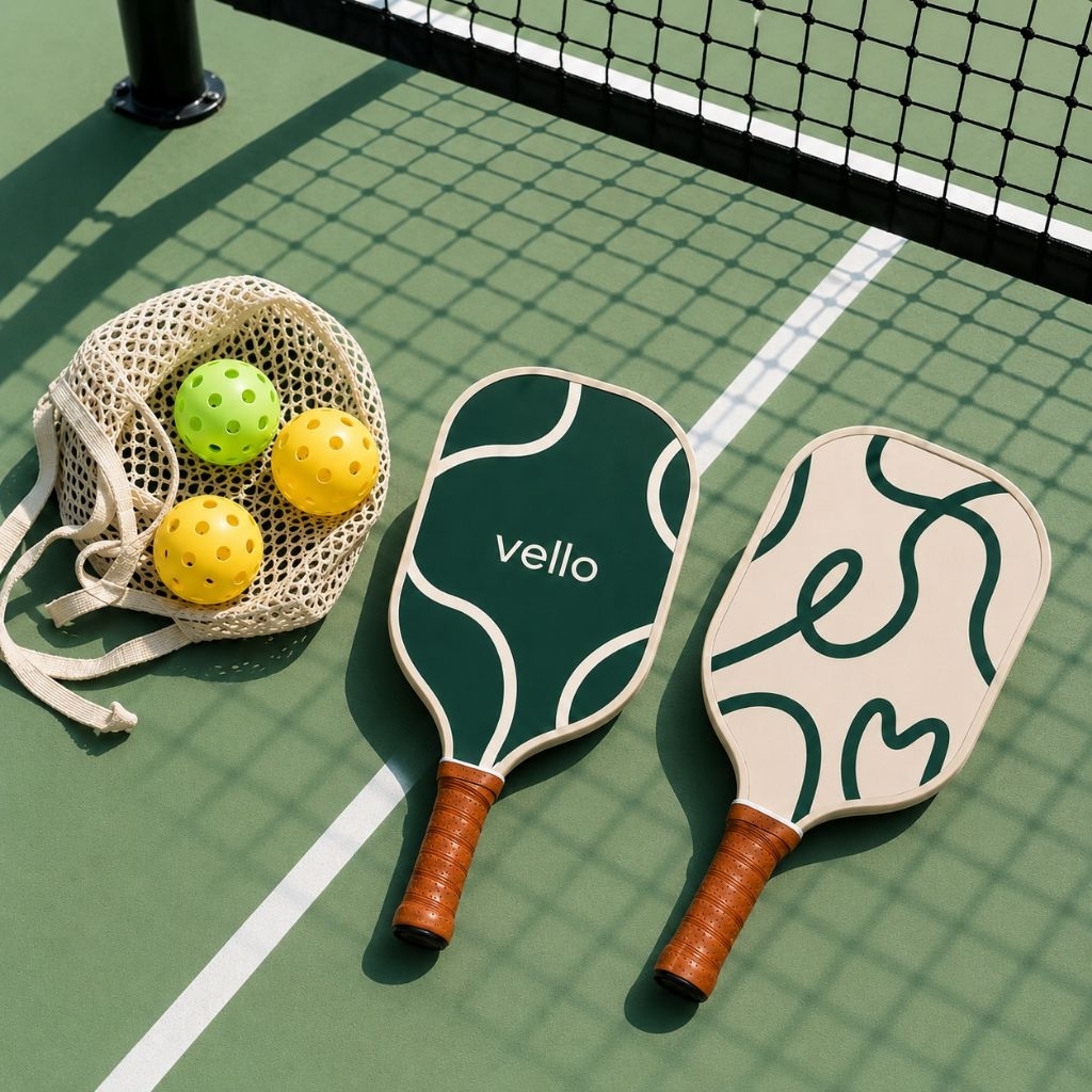 Vello -  🏓 Pickleball Paddle ไม้พิคเคิลบอล ไฟเบอร์กลาส ดีไซน์มินิมอล น้ำหนักเบา พร้อมเซ็ตอุปกรณ์