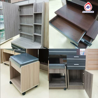 AP โต๊ะเครื่องแป้ง 80 ซม.พร้อมเก้าอี้สตูลมีล้อเลื่อน รุ่น DT-815 กระจกเปิดเก็บของได้ (ไม่รวมประกอบ)
