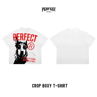 (ลายใหม่)เสื้อยืดครอป ทรงBoxy T-shirt คอฟิตเนื้อผ้า Cotton 100% - PERFECTBRAND.02