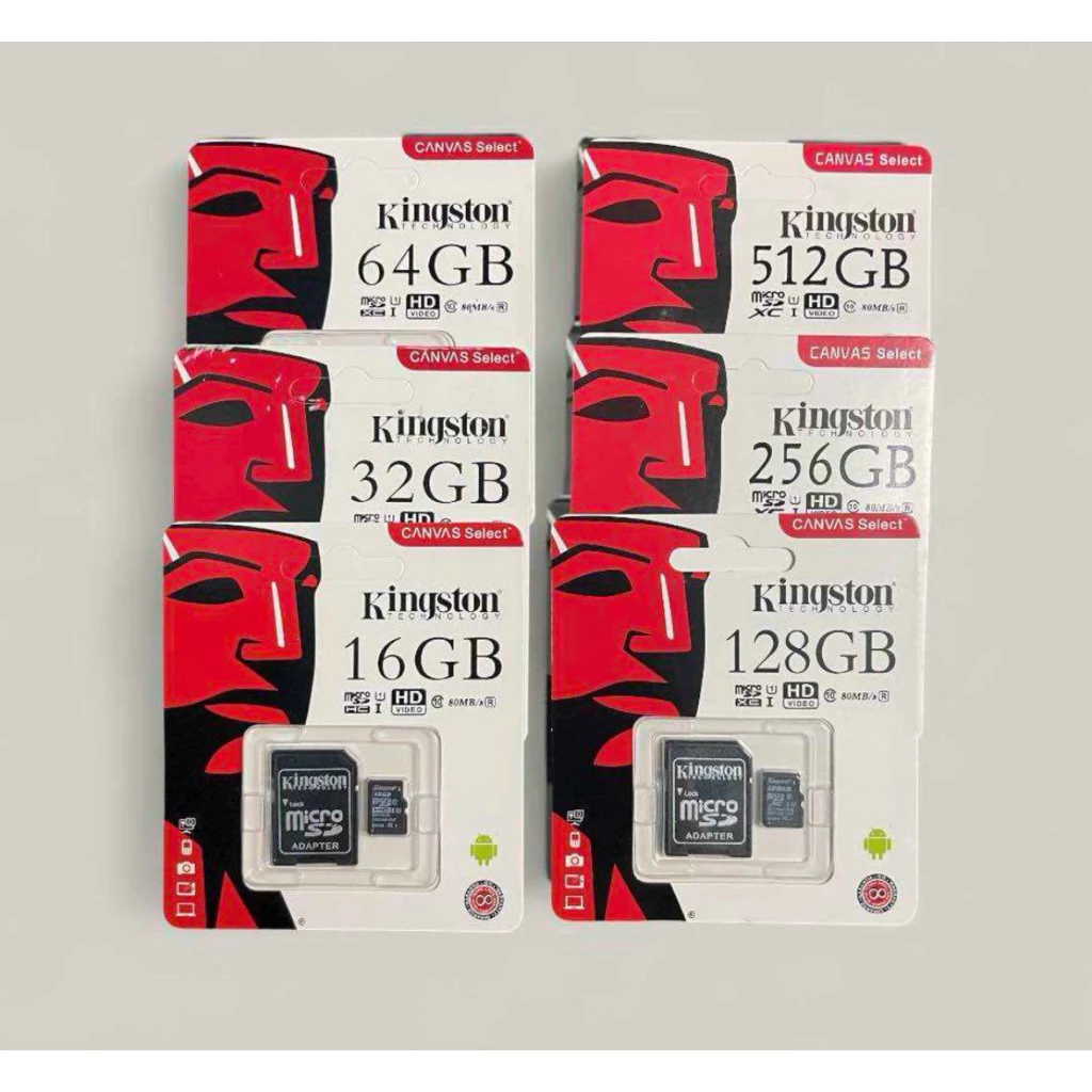 การ์ดหน่วยความจำ Kingston ขนาดต่างๆ 64GB 512GB 32GB 256GB 16GB 128GB