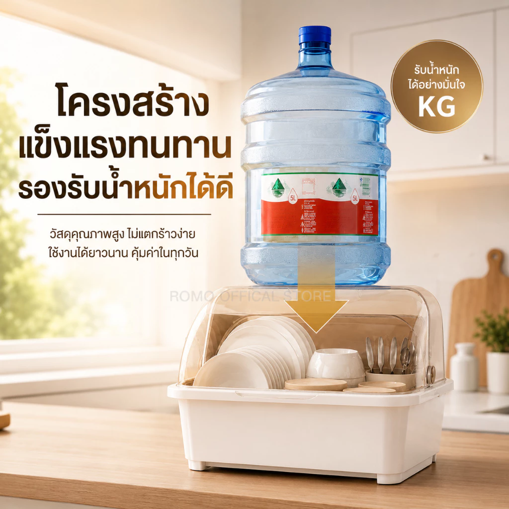 ROMO ที่คว่ำจาน ที่คว่ำจานทรงโค้งมน UV (มีฝาปิด) กันฝุ่นละออง กันแมลง  ที่เก็บจาน อเนกประสงค์ แข็ง thumbnail 8
