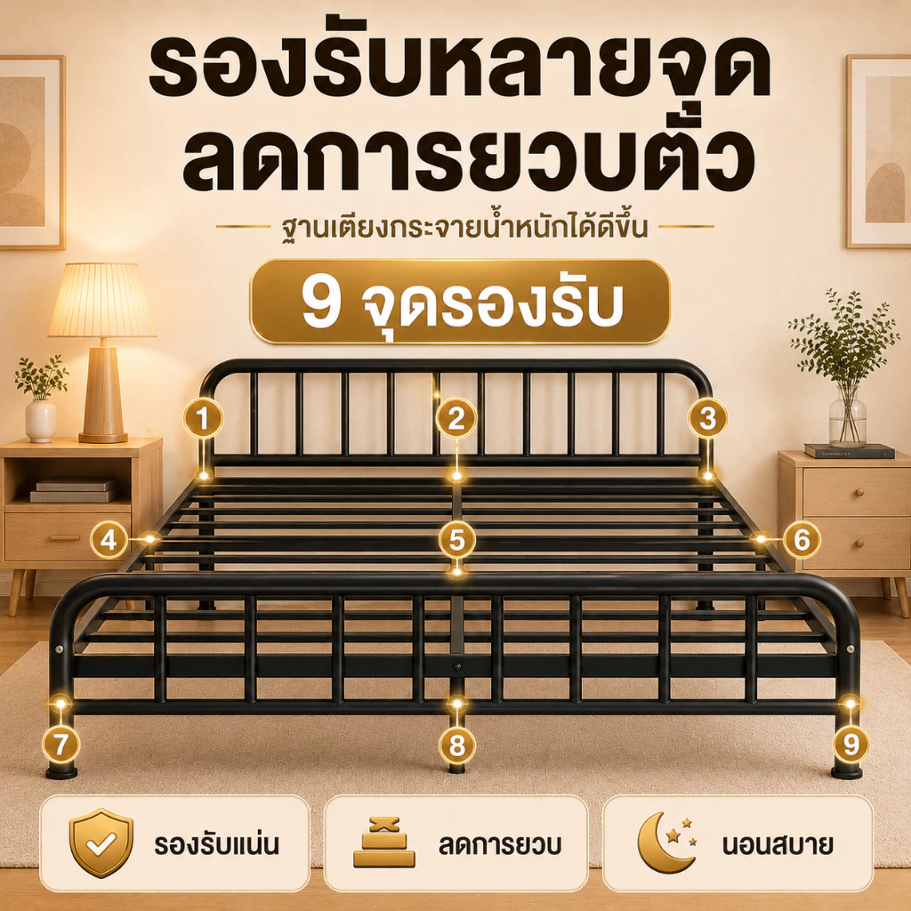 เตียงเหล็กกลม iF ขนาด 3.5/4/5/6 ฟุต thumbnail 8