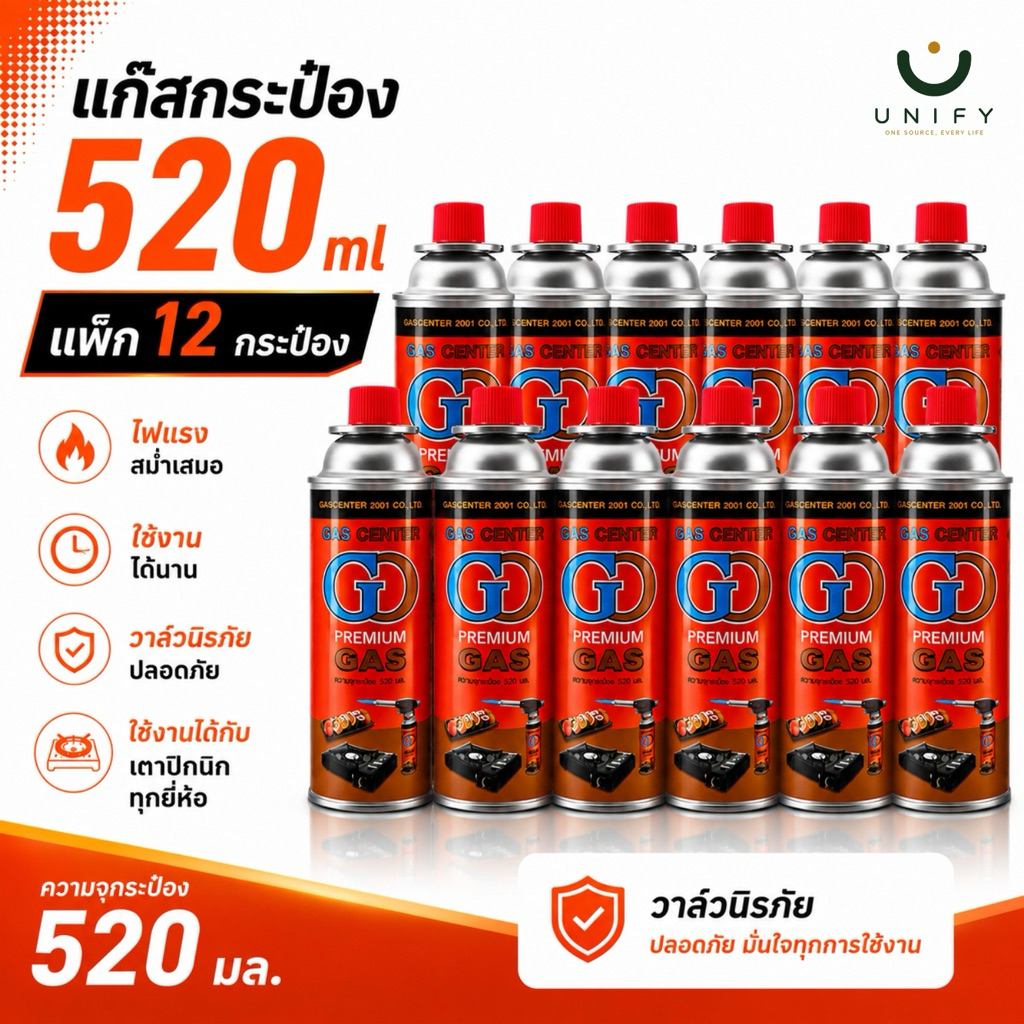 [12 กระป๋อง] แก๊สกระป๋อง แก๊สบิวเทน GC Premium Gas 250 กรัม เตาปิคนิค พกพา ส่งไว