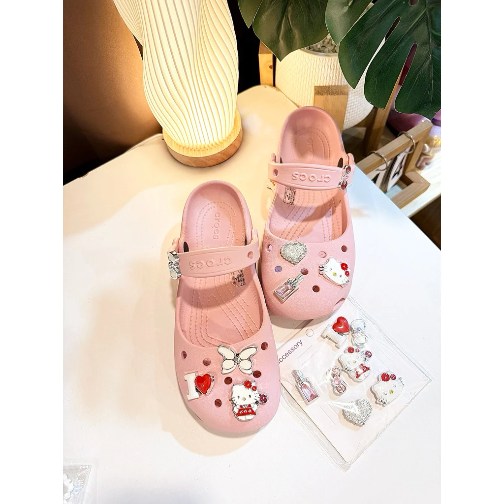 รองเท้าCrocs ทรงบัลเล่ต์ สีชมพู แท้เมคอินเวียดนาม ฟรีตัวติด!!!