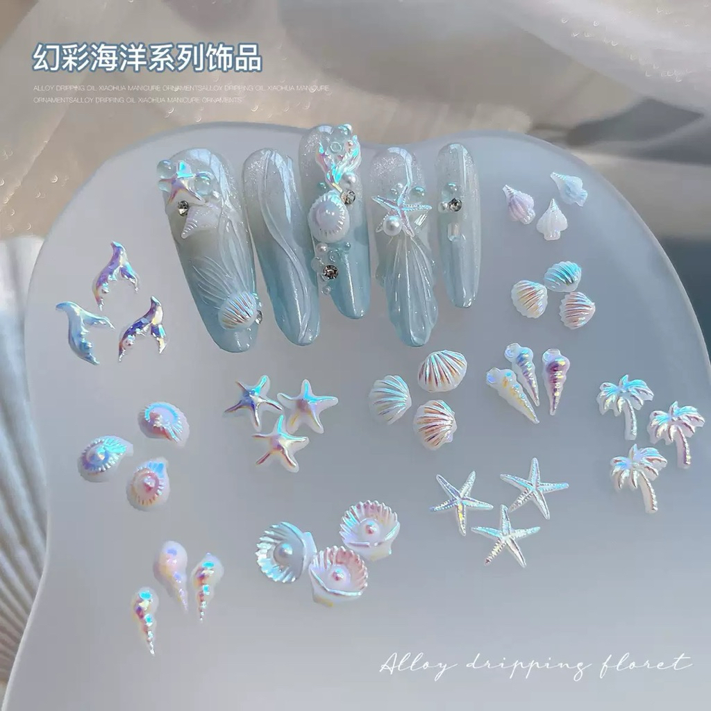 อะไหล่ติดเล็บสัตว์ทะเลสีขาวมุก ตกแต่งตามใจชอบ 50 ชิ้น/ห่อ สินค้าพร้อมส่ง