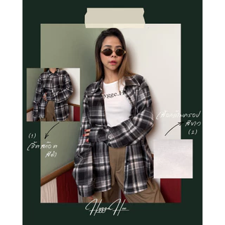 Hygge.H - เสื้อเชิ้ต ลายสก็อต Oversized 4 สี
