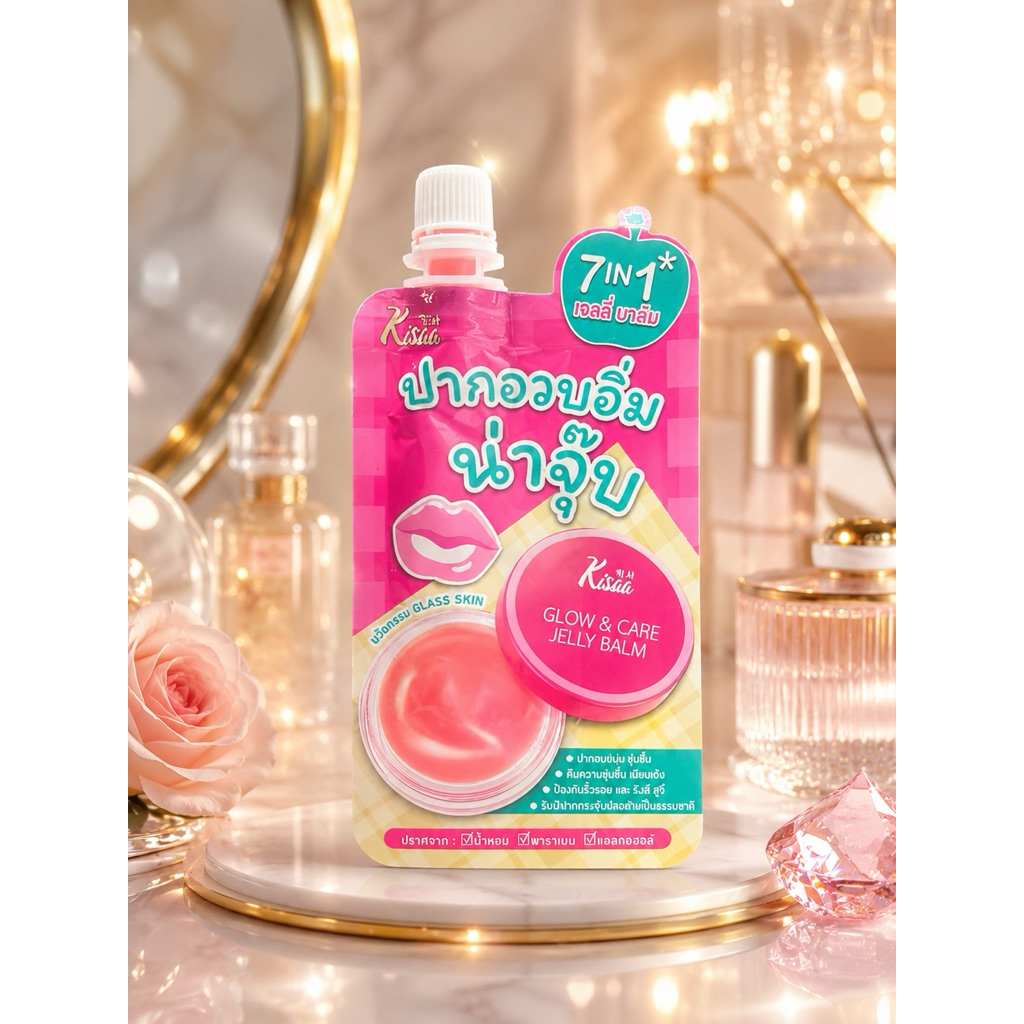 Kisida 7in1 ปากอวบอิ่ม น้ำจุบ Glow & Care Jelly Balm ให้ความชุ่มชื้นและบำรุงริมฝีปาก