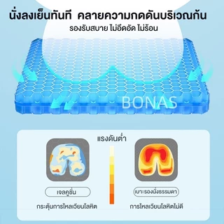 เบาะเจลรองนั่ง เบาะเจลรังผึ้ง บรรเทาสะโพก เบาะรองแผลกดทับ แถมปลอกผ้าถอดซักได้ เจลลี่รังผึ้ง 5D