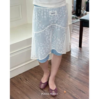 POKEE RIN SKIRT กระโปรงลายจุดดอกไม้