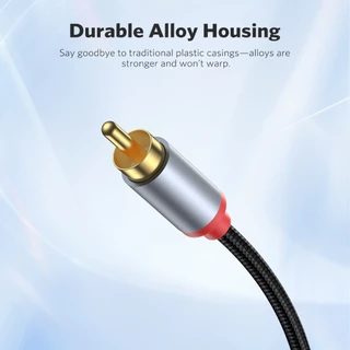 MEEGOO สายเสียงแปลง 3.5 มิลลิเมตร เป็น 2 RCA หัวบัว ความยาว 2 เมตร สายถักไนลอน หัวชุบทอง ส่งสัญญาณเสียงใสไร้เสียงรบกวน