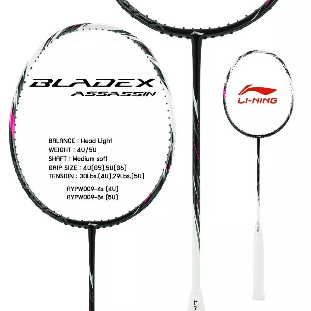 ไม้แบดมินตัน LI-NING BLADEX ASSASSIN BK/WHITE แถมเอ็น(V5) พันด้าม ซอง (โปรดอ่านรายละเอียดก่อนสั่ง)