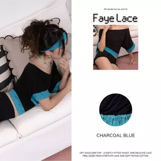 Faye Lace Top | เสื้อปาดไหล่แต่งลูกไม้ เข้าเอว ผ้าลูกไม้ยืด ผ้าเรยอนคอตตอนยืด | MURF.BKK | T 213