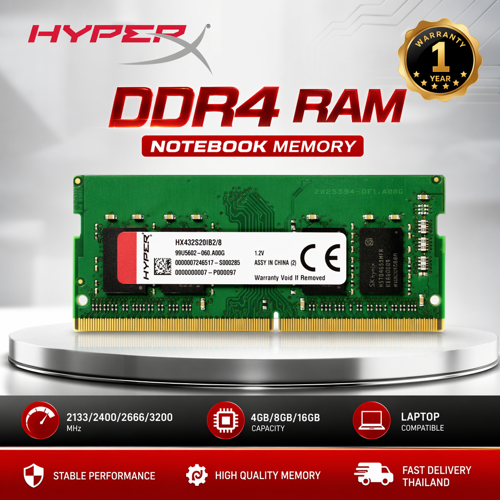 [ท้องถิ่นไทย]Hyperx RAM DDR4 Notebook แรม 4GB 8GB 16GB หน่วยความจำโน้ตบุ๊ก 2400Mhz 2666Mhz 3200Mhz 1.2V SODIMM