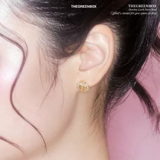 ต่างหู Destiny Lock Pave Stud ก้านเงินแท้ S925 - The Green Box