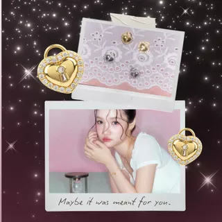 ต่างหู Destiny Lock Pave Stud ก้านเงินแท้ S925 - The Green Box