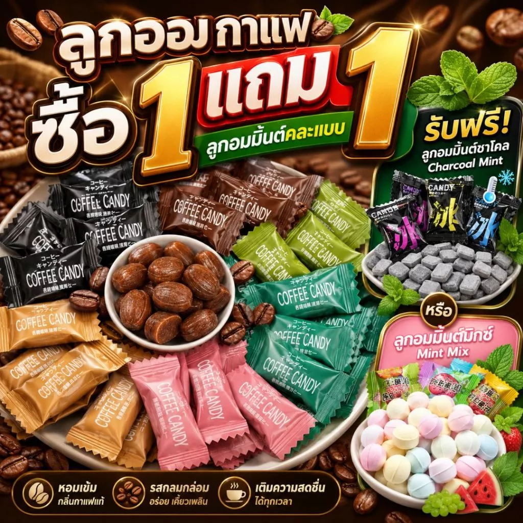 [1แถม1] ลูกอมกาแฟ อัดเม็ด (50เม็ด-100เม็ด) coffee candy กาแฟแท้อัดเม็ด หวานน้อย ลูกอมกะทิ Latte Tea Vanilla ขนม ทานเล่น